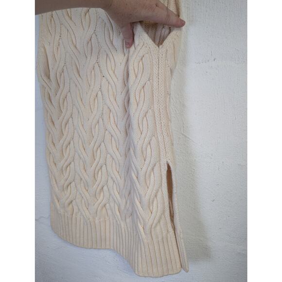 COS Wool Cable Knit Sweater Vest Womens XS Cream Turtleneck Fisherman Cottage - Picture 5 of 11